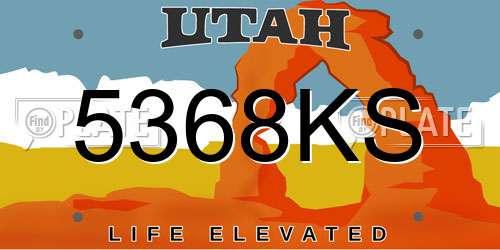 5368KS Utah License Plate