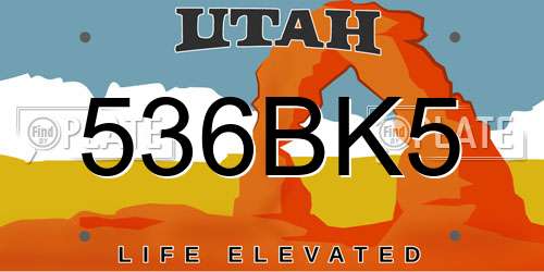 536BK5 Utah License Plate