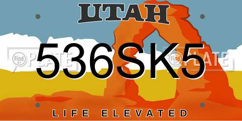 536SK5 Utah License Plate