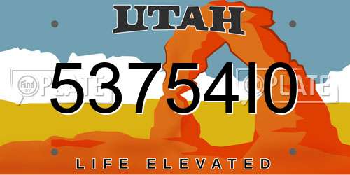 53754I0 Utah License Plate