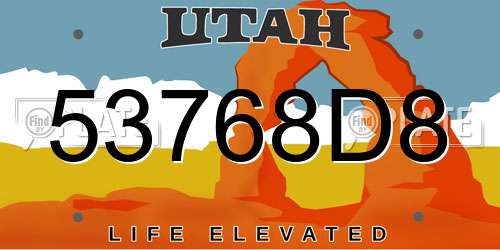 53768D8 Utah License Plate