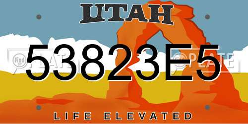 53823E5 Utah License Plate