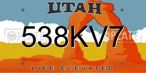 538KV7 Utah License Plate
