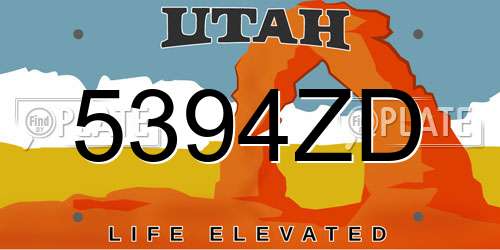 5394ZD Utah License Plate