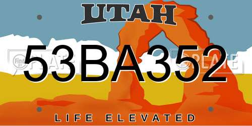 53BA352 Utah License Plate