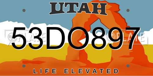 53DO897 Utah License Plate