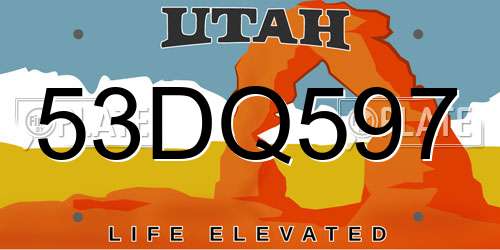 53DQ597 Utah License Plate