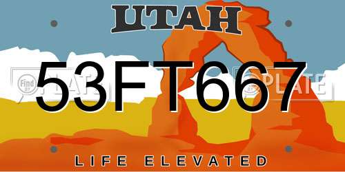53FT667 Utah License Plate