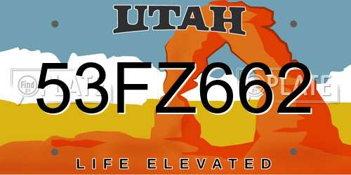 53FZ662 Utah License Plate
