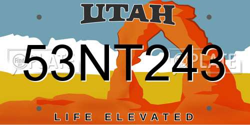 53NT243 Utah License Plate