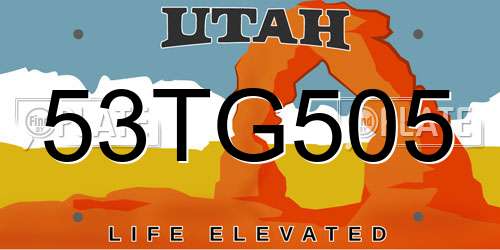 53TG505 Utah License Plate