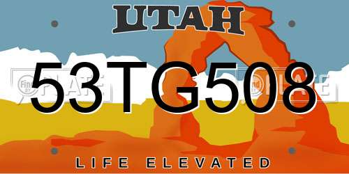 53TG508 Utah License Plate