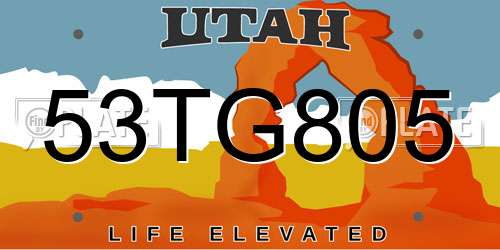 53TG805 Utah License Plate