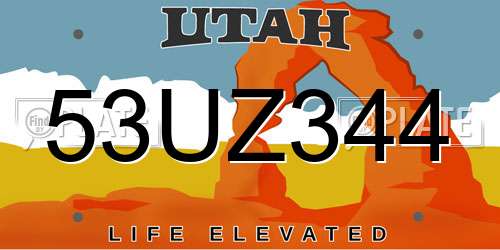 53UZ344 Utah License Plate
