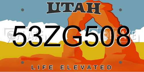 53ZG508 Utah License Plate