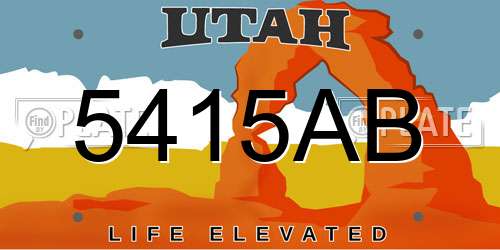 5415AB Utah License Plate