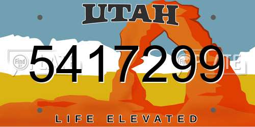5417299 Utah License Plate