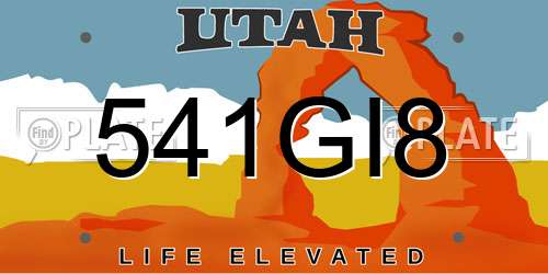 541GI8 Utah License Plate