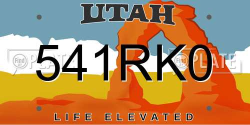 541RK0 Utah License Plate