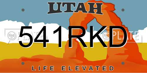 541RKD Utah License Plate