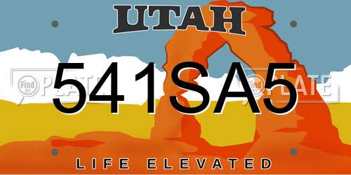 541SA5 Utah License Plate