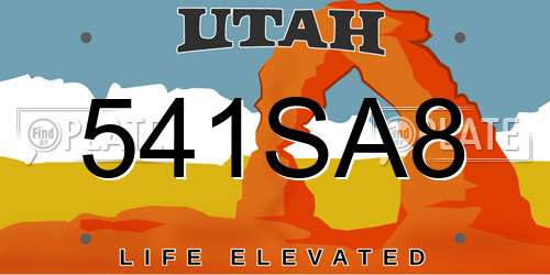 541SA8 Utah License Plate