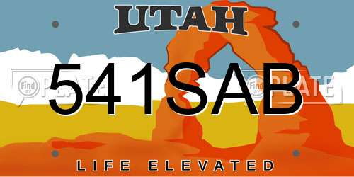 541SAB Utah License Plate