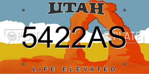 5422AS Utah License Plate