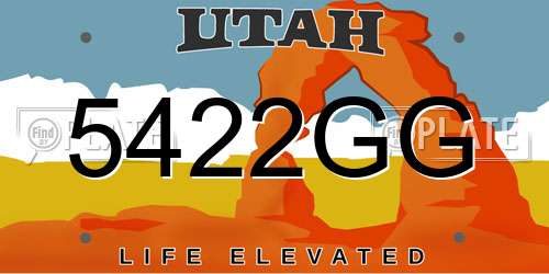 5422GG Utah License Plate