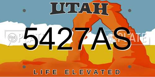 5427AS Utah License Plate