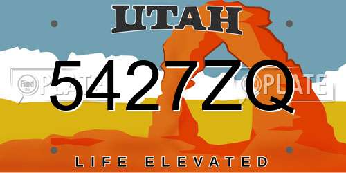 5427ZQ Utah License Plate