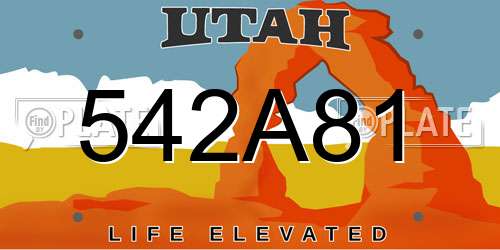 542A81 Utah License Plate