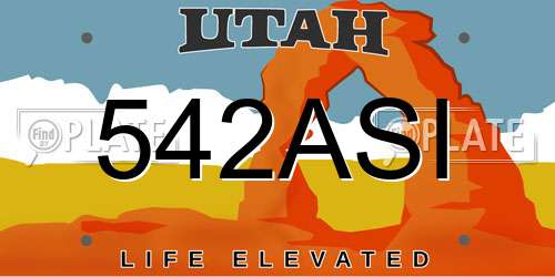 542ASI Utah License Plate