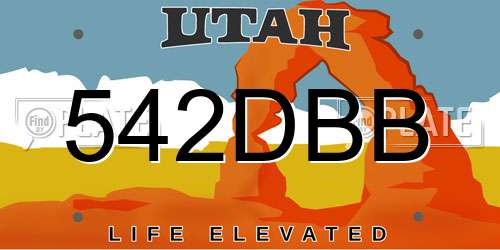 542DBB Utah License Plate