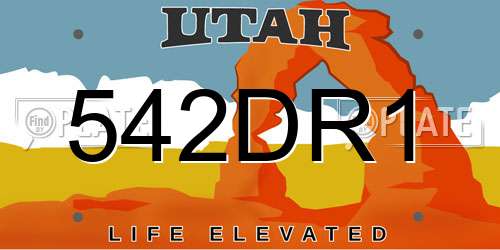 542DR1 Utah License Plate