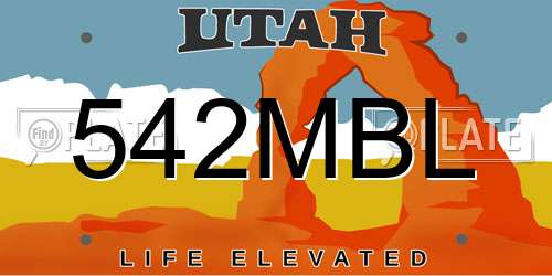 542MBL Utah License Plate
