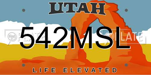 542MSL Utah License Plate