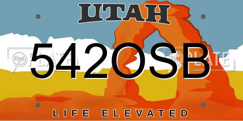 542OSB Utah License Plate