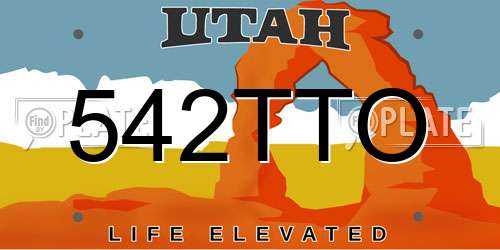 542TTO Utah License Plate