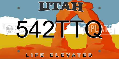 542TTQ Utah License Plate
