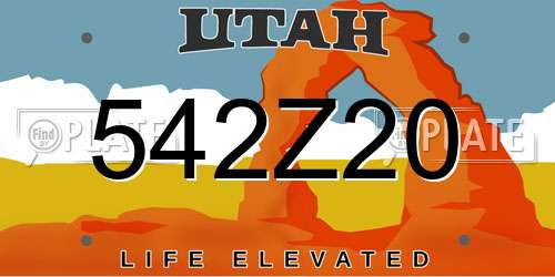 542Z20 Utah License Plate