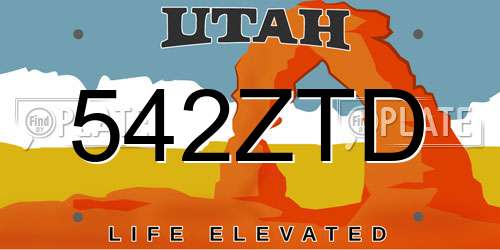 542ZTD Utah License Plate