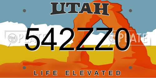 542ZZ0 Utah License Plate