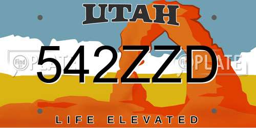542ZZD Utah License Plate