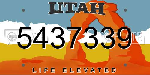 5437339 Utah License Plate