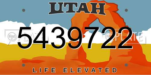 5439722 Utah License Plate