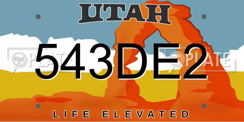 543DE2 Utah License Plate