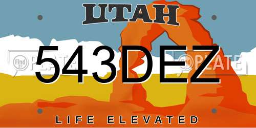 543DEZ Utah License Plate