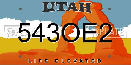 543OE2 Utah License Plate