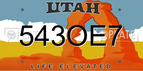 543OE7 Utah License Plate
